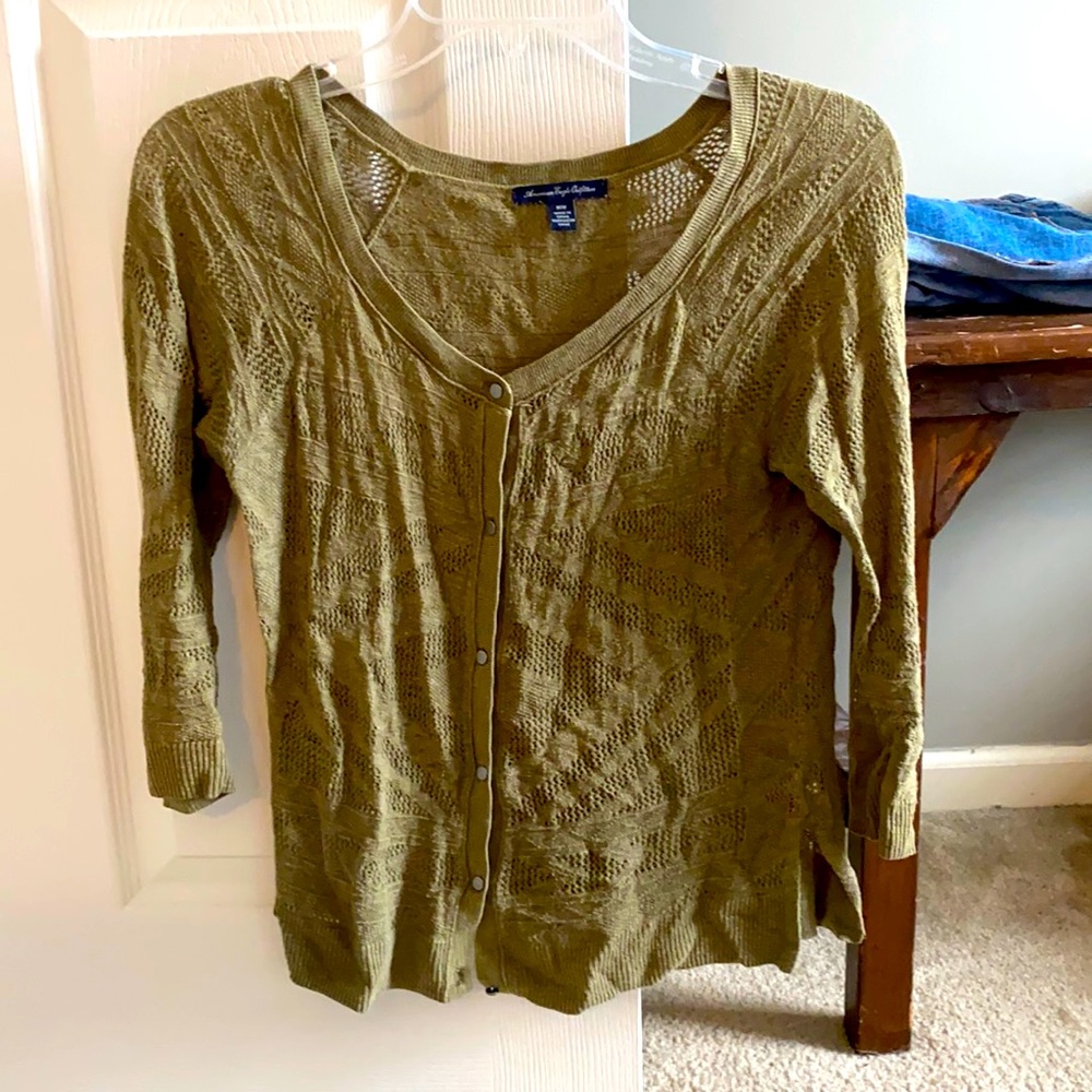 Textured 3/4 Sleeve Cardigan